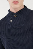 Suéter  cuello alto con botones unicolor
