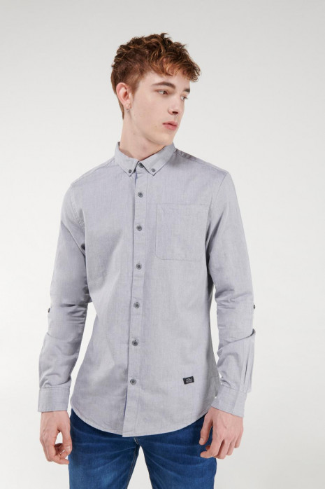 camisa unicolor, manga larga