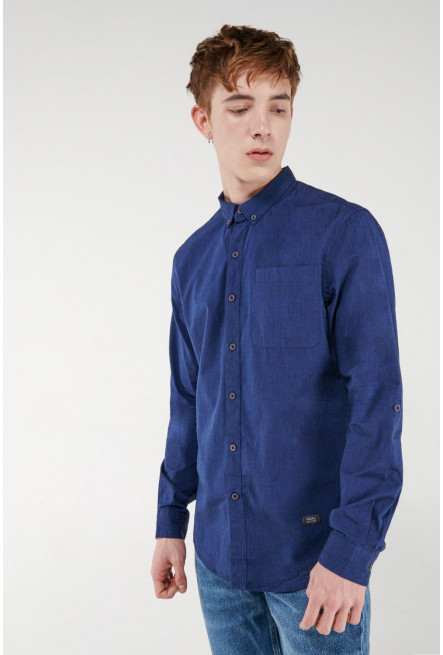 camisa unicolor, manga larga