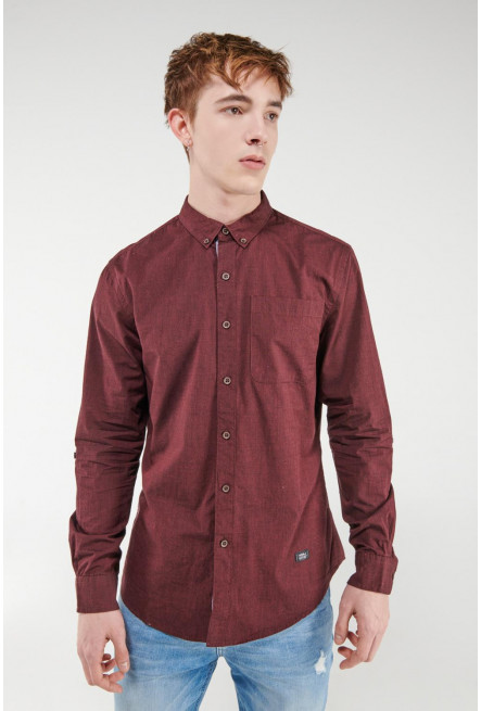 camisa unicolor, manga larga