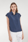 Blusa unicolor manga corta