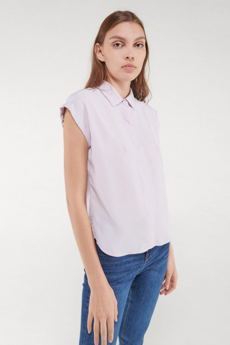 Blusa unicolor manga corta