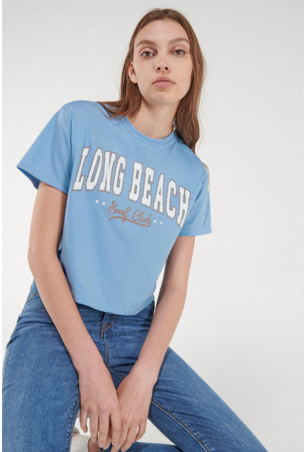 Camiseta, manga corta, con estampado en frente.