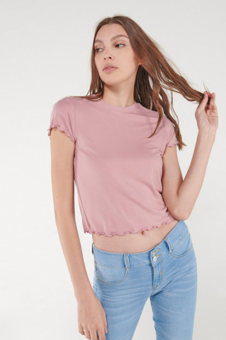 Camiseta, manga  corta, cuello redondo, unicolor.