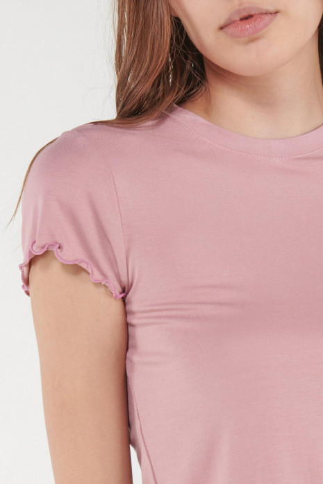 Camiseta, manga  corta, cuello redondo, unicolor.