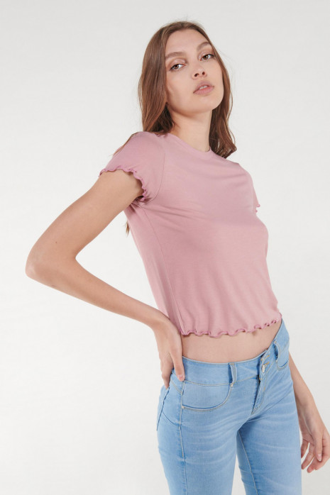 Camiseta, manga  corta, cuello redondo, unicolor.
