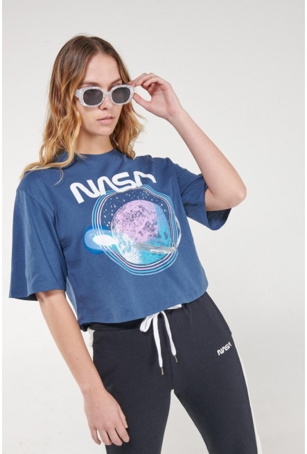 Camiseta manga corta con estampado en frente Nasa.
