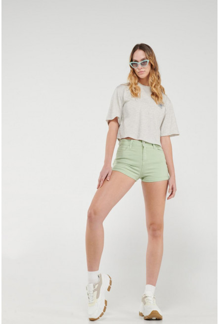 Camiseta cuello redondo, manga corta con estampado loungewear.