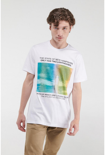 Camiseta básica manga corta estampada.