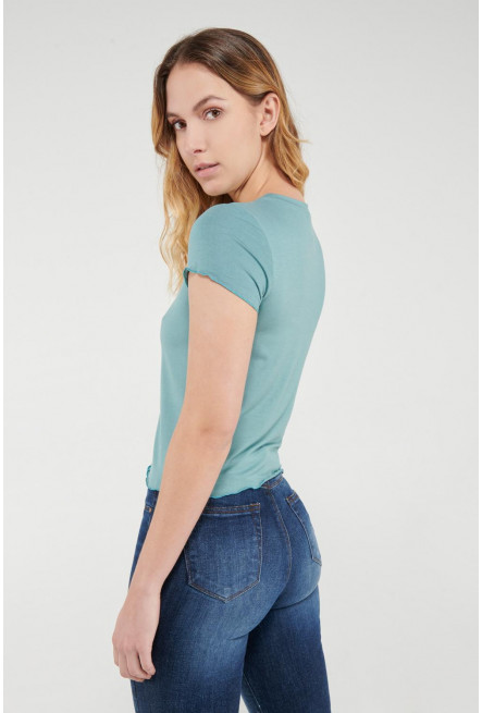 Camiseta, manga  corta, cuello redondo, unicolor.