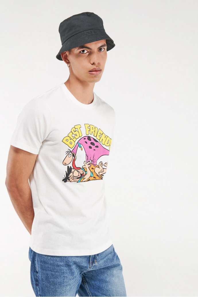 Camiseta manga corta, estampado de Los Picapiedra