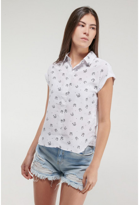 Blusa unicolor manga corta