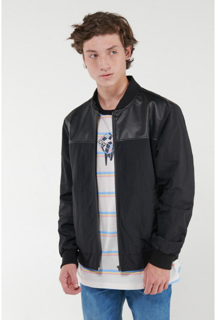 Chaqueta contraste unicolor