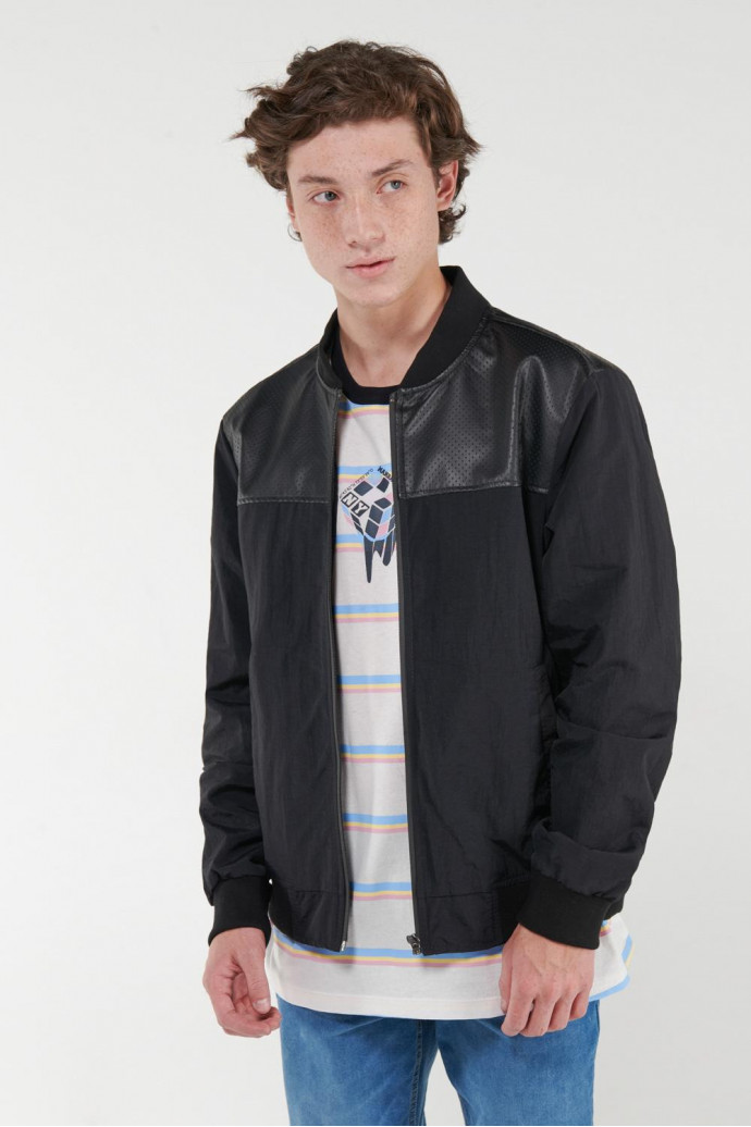 Chaqueta contraste unicolor