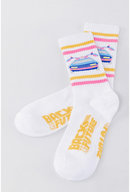 Medias largas con motivo Volver al Futuro.