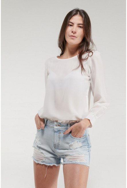 Short denim tiro alto