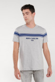 Camiseta masculina cuello redondo estampada.