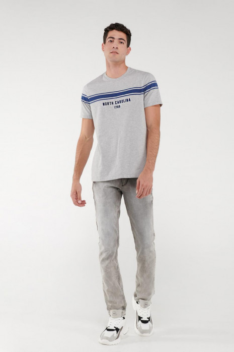 Camiseta masculina cuello redondo estampada.