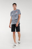 Camiseta estampada, cuello redondo, manga corta