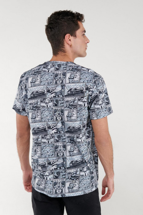 Camiseta estampada, cuello redondo, manga corta