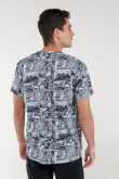 Camiseta estampada, cuello redondo, manga corta