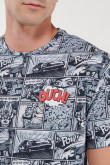 Camiseta estampada, cuello redondo, manga corta