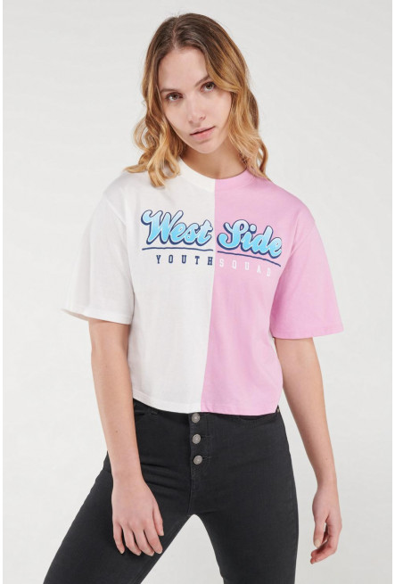 Camiseta, manga corta, con estampado en frente.