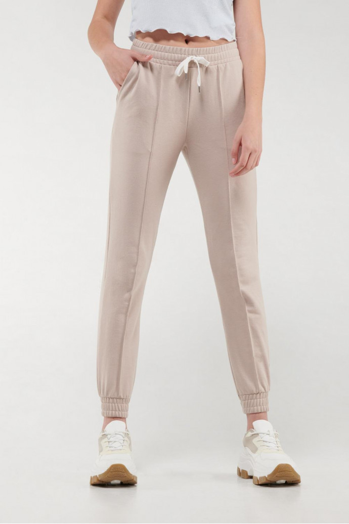 Pantalon jogger, unicolor, con bolsillos en costado