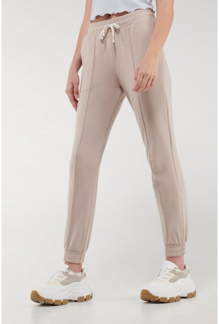 Pantalon jogger, unicolor, con bolsillos en costado