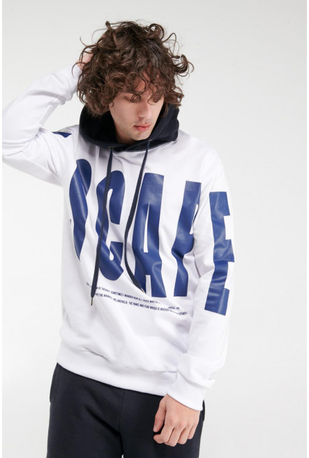 Buzo con capota, estampado frente y mangas