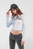 Camiseta, manga larga, con tela doble color, estampado en frente.