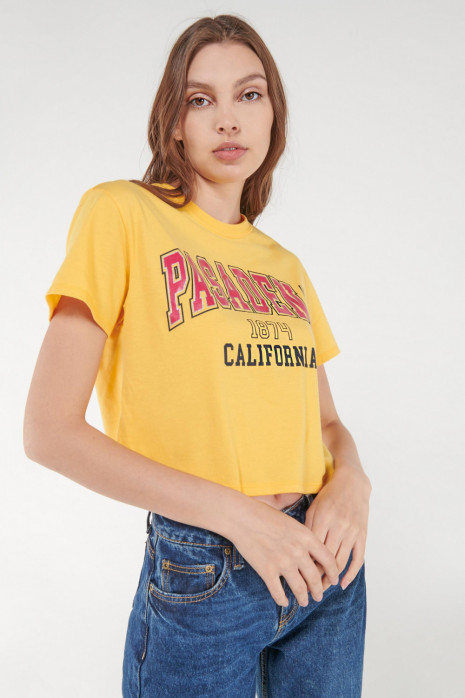 Camiseta, manga corta, con estampado en frente.
