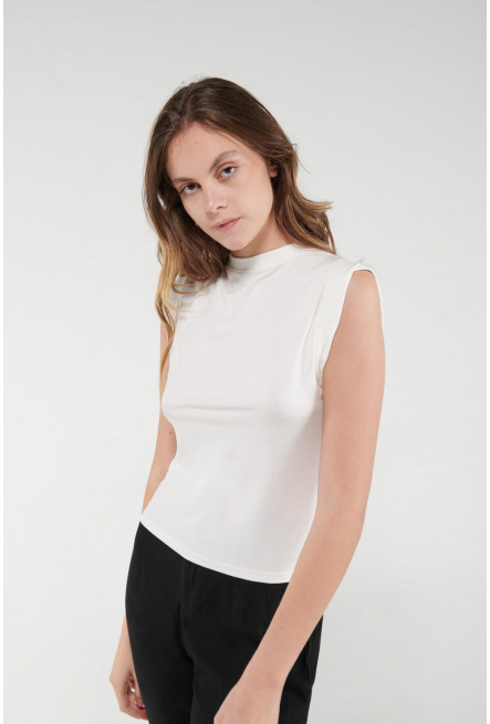 Camiseta sin mangas, cuello redondo y unicolor