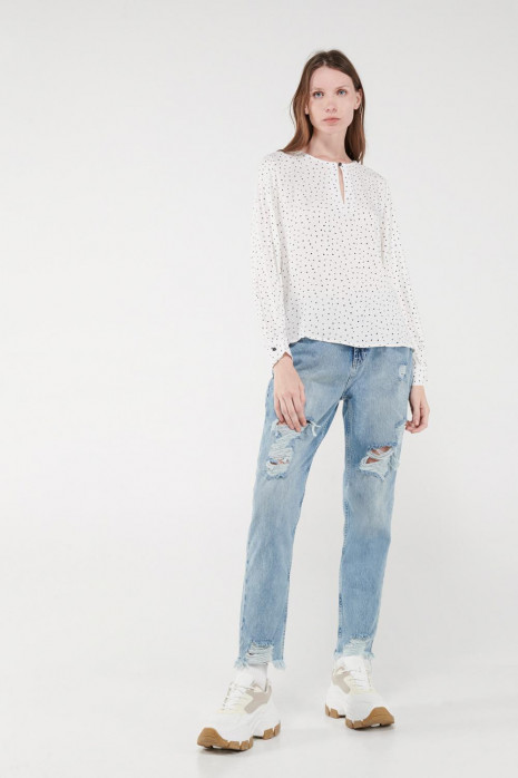 Blusa estampada manga larga