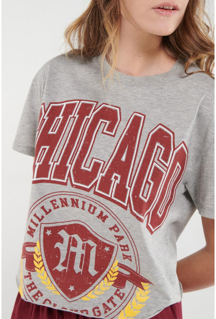 Camiseta manga corta, con estampado en frente.