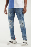 Jean Skinny con parches laser y rotos
