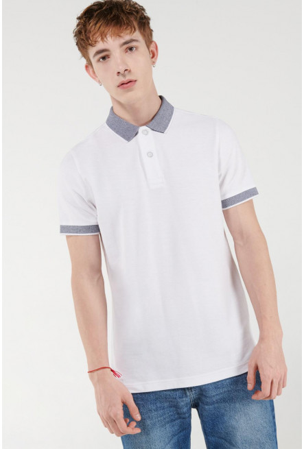 Camisa Polo unicolor con puños y cuello tejidos