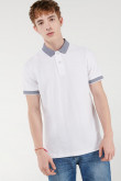 Camisa Polo unicolor con puños y cuello tejidos