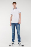 Camisa Polo unicolor con puños y cuello tejidos