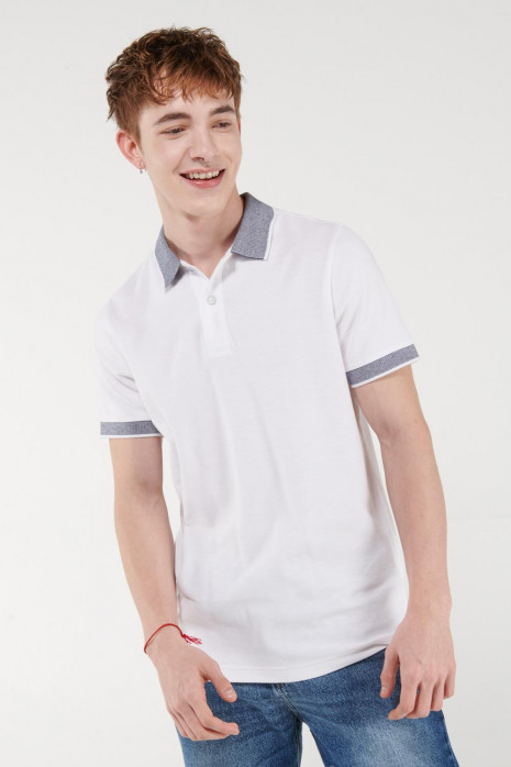 Camisa Polo unicolor con puños y cuello tejidos