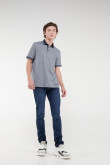 Camiseta Polo estampada, puños y cuello tejidos.