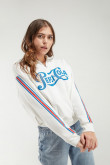 Buzo para mujer con estampado en frente y mangas de Pepsi.