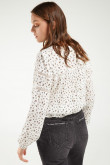 Blusa en tela fluida, estampada con lace
