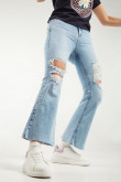 Jean cropped con rotos