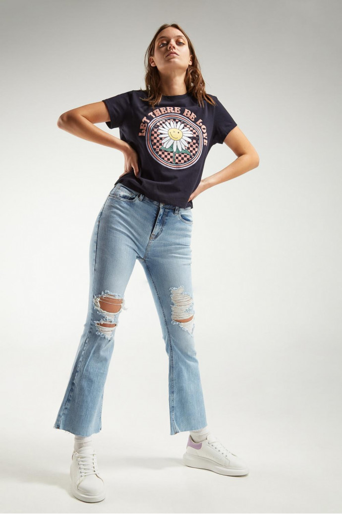 Jean cropped con rotos