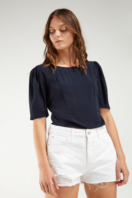 Short denim tiro alto