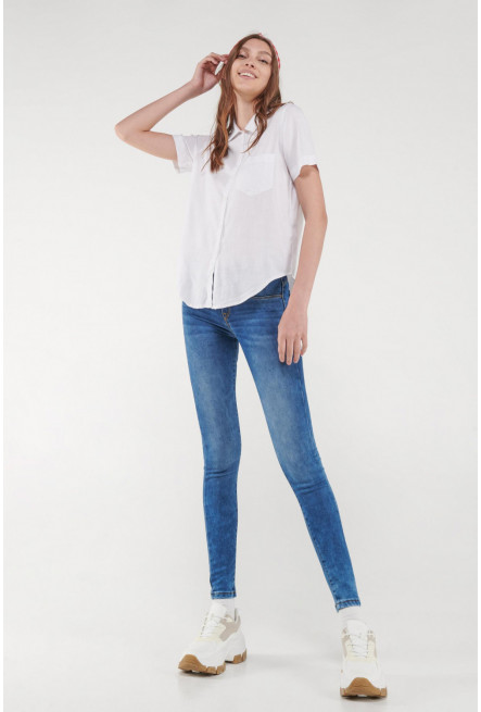 Blusa unicolor manga corta
