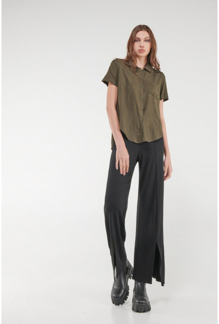 Blusa unicolor manga corta