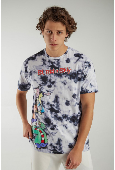 Camiseta tie dye manga corta estampado de  Ed, Edd y Eddy.