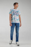Camiseta estampada, cuello redondo, manga corta